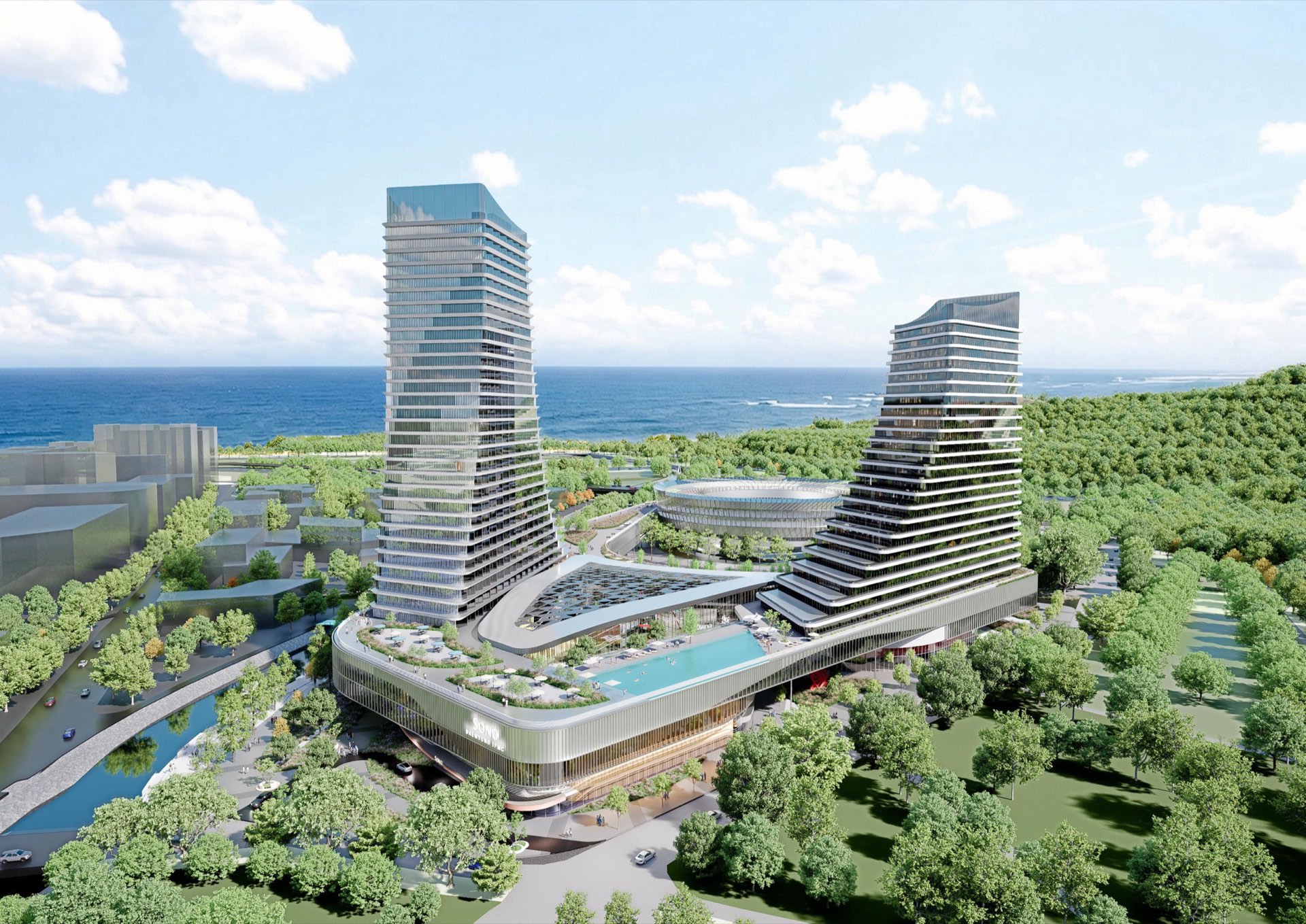 IPMC Longevity Campus — ocean-front rendering
